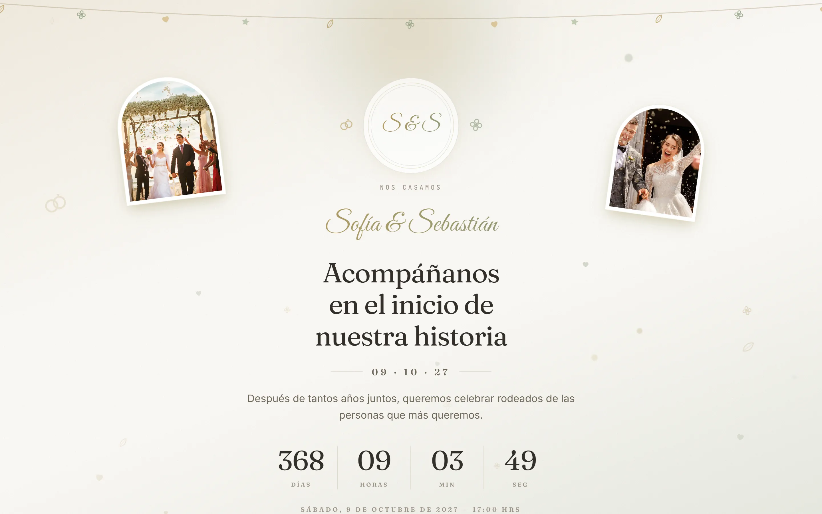 Digital wedding invitation with countdown and RSVP